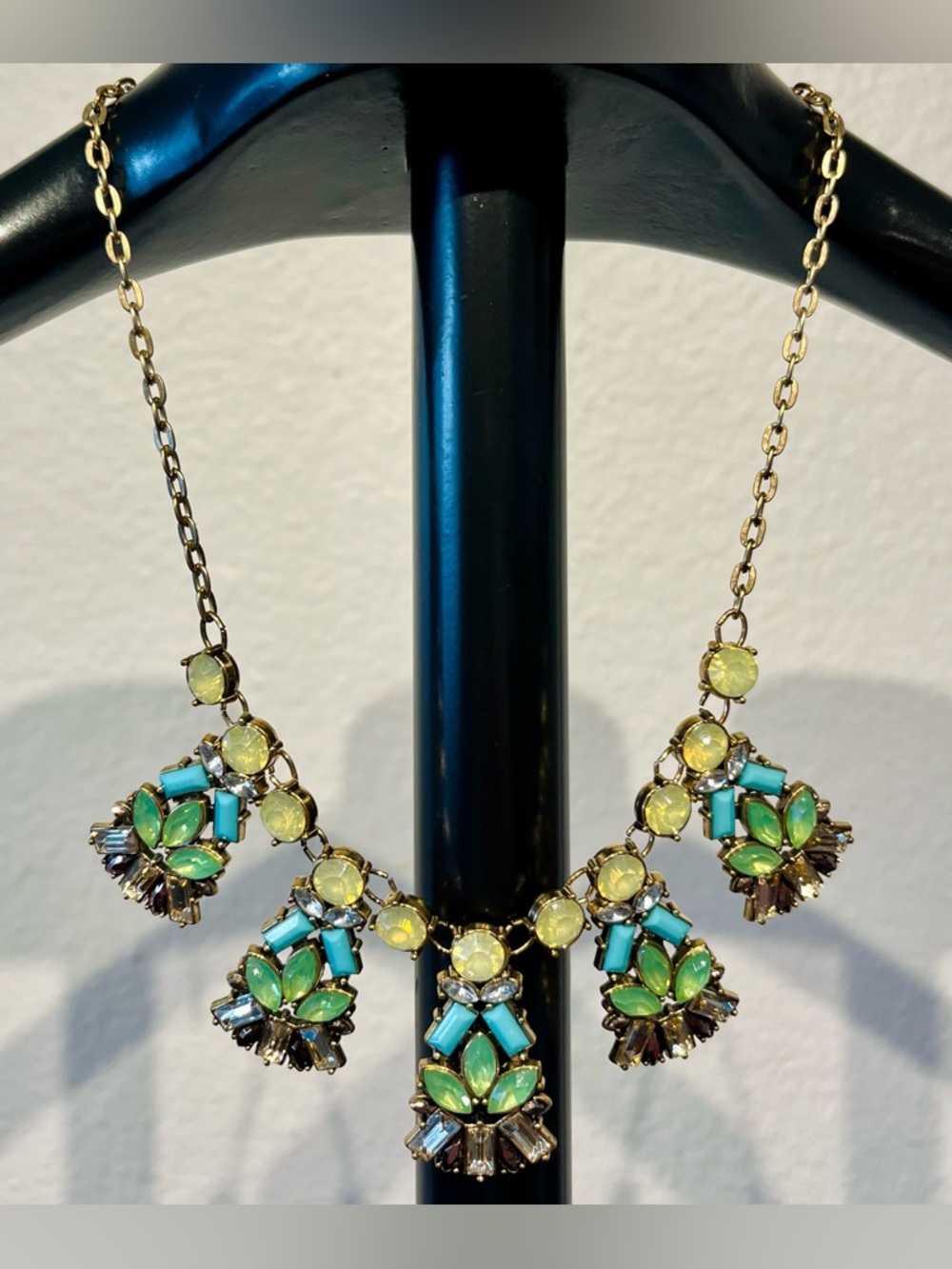 Vintage Statement Green and Turquoise Bib Necklace